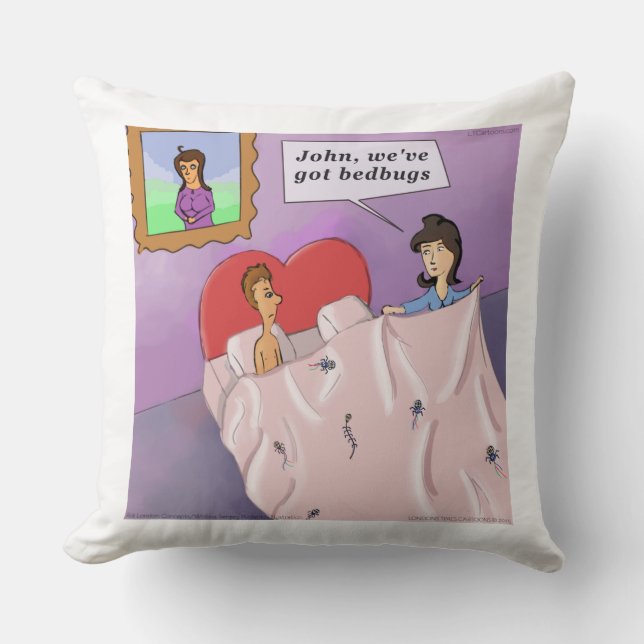 Rick London Funny Bedbugs Cartoon Cotton Pillow Kussen (Voorkant)