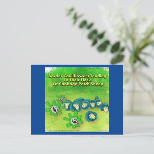 Rick London Funny Border Collie Flower Comic Briefkaart (Staand voorkant)