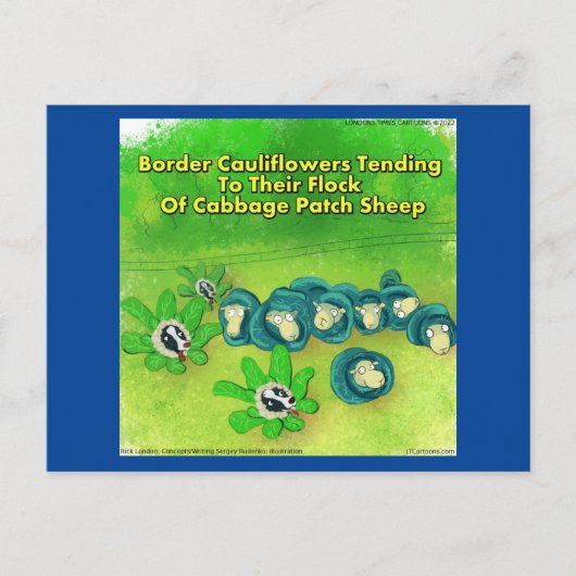 Rick London Funny Border Collie Flower Comic Briefkaart (Voorkant)