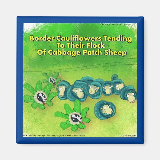 Rick London Funny Border Collie Flower Comic Magneet (Voorkant)