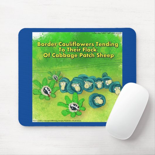 Rick London Funny Border Collie Flower Comic Muismat (Met muis)