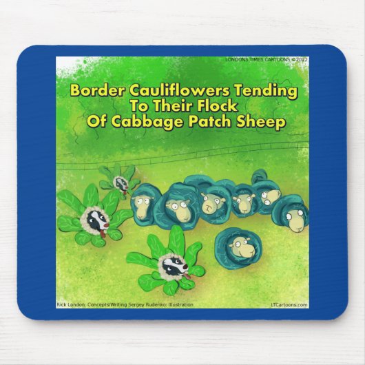 Rick London Funny Border Collie Flower Comic Muismat (Voorkant)