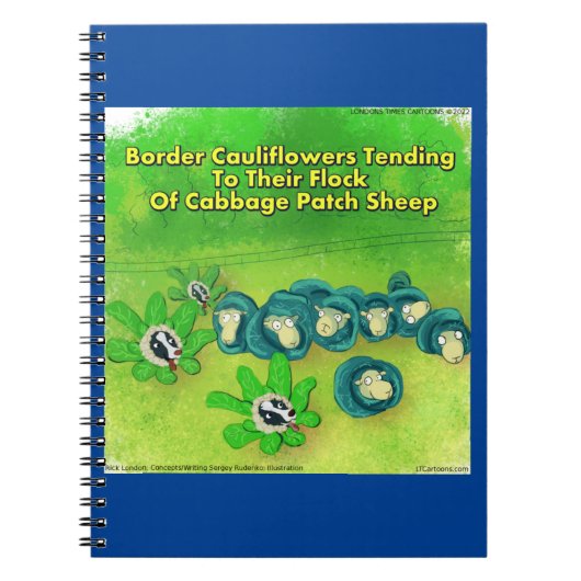Rick London Funny Border Collie Flower Comic Notitieboek (Voorkant)