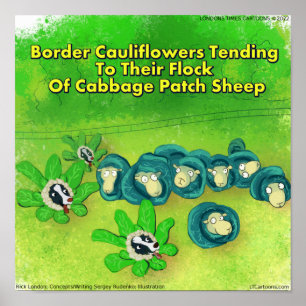 Rick London Funny Border Collie Flower Comic Poster