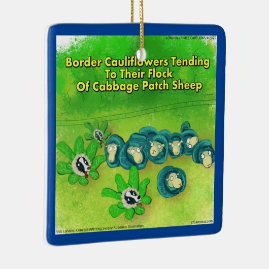 Rick London Funny Border Collie Flower Keramisch Ornament (Rechts)