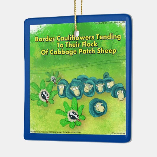 Rick London Funny Border Collie Flower Keramisch Ornament (Links)