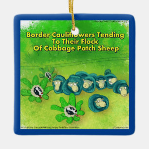 Rick London Funny Border Collie Flower Keramisch Ornament