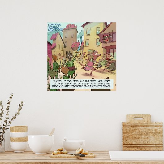 Rick London Funny Cats Vs Dogs Poster (Keuken)