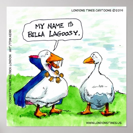 Rick London Funny Goose Vampire Wearing Bells Poster (Voorkant)
