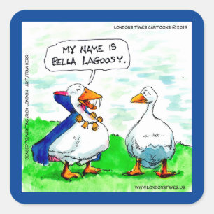 Rick London Funny Goose Vampire Wearing Bells Vierkante Sticker