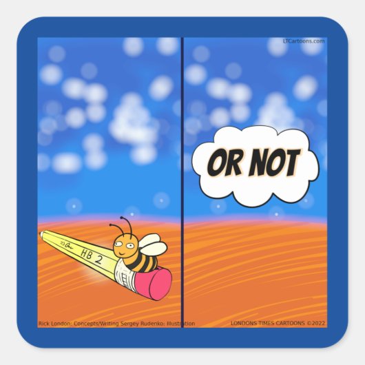 Rick London Funny Shakespeare Hamlet Bee Comic Vierkante Sticker (Voorkant)