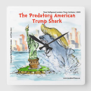 Rick London Funny Trump Shark Square Wall Clock Vierkante Klok