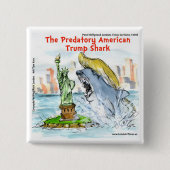 Rick London Funny Trump Shark Vierkante Button 5,1 Cm (Voorkant)