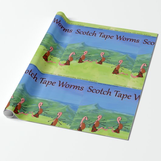 Rick London Funny Worms of Scotland Comic Cadeaupapier (Uitgerold)