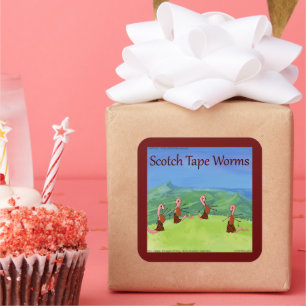 Rick London Funny Worms of Scotland Comic Vierkante Sticker