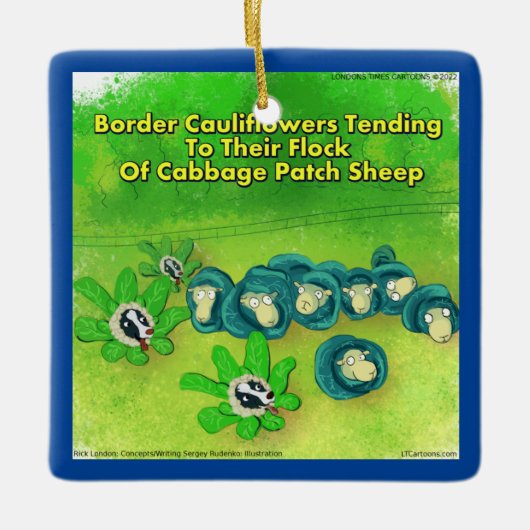 Rick London Grappige Border Collie Bloem  Keramisch Ornament (Voorkant)