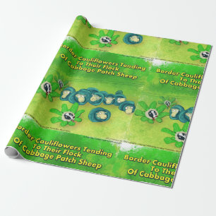 Rick London Grappige Border Collie Bloem Strip Cadeaupapier