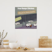 Rick London Grappige Poster met Kip in de Weide (Keuken)