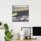 Rick London Grappige Poster met Kip in de Weide (Thuiskantoor)