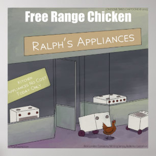 Rick London Grappige Poster van Kippen in Vrij Uit