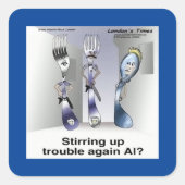 Rick London Grappige Silverware Politie Vierkante Sticker (Voorkant)