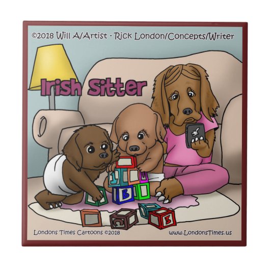 Rick London Irish Setter Cartoon Ceramic Tegel Tegeltje (Voorkant)