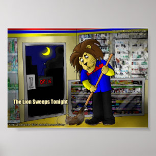 Rick London "Leeuw wint vanavond" Grappige strip Poster