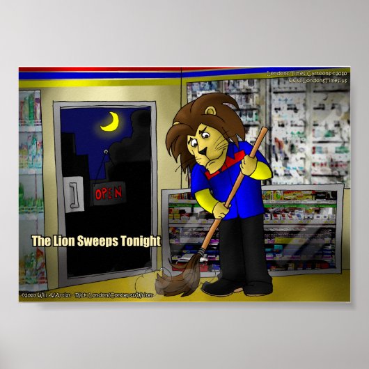 Rick London "Leeuw wint vanavond" Grappige strip Poster (Voorkant)
