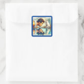 Rick London Narcissus & De Kat Grappig Vierkante Sticker (Tas)