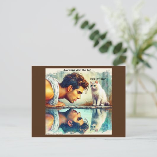 Rick London Narcissus & The Cat Funny Briefkaart (Staand voorkant)