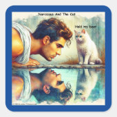 Rick London Narcissus & The Cat Funny Vierkante Sticker (Voorkant)