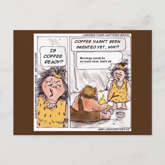 Rick London Prehistorische Coffee Funny Cartoon Briefkaart (Voorkant)