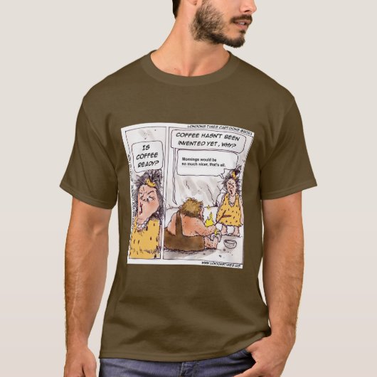 Rick London Prehistorische Coffee Funny Cartoon T-shirt (Voorkant)