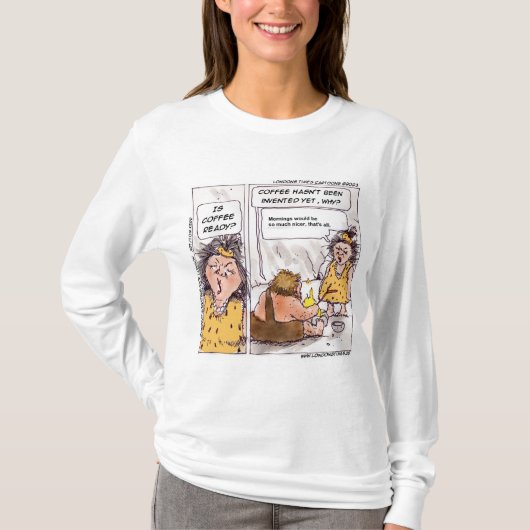 Rick London Prehistorische Coffee Funny Cartoon T-shirt (Voorkant)