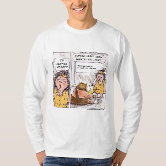 Rick London Prehistorische Coffee Funny Cartoon T-shirt (Voorkant)