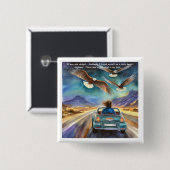 Rick London rijden in de donkere grappige strip Vierkante Button 5,1 Cm (Voorkant /achterkant)