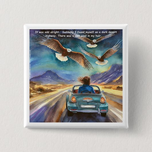 Rick London rijden in de donkere grappige strip Vierkante Button 5,1 Cm (Voorkant)