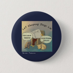 Rick London "Slapende Honden Liegen" Comic Knop Ronde Button 5,7 Cm