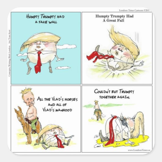 Rick London "Trumpty Dumpty" Funny Trump Gift Vierkante Sticker (Voorkant)