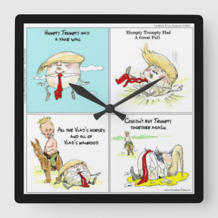 Rick London "Trumpty Dumpty" Funny Wall Clock Vierkante Klok