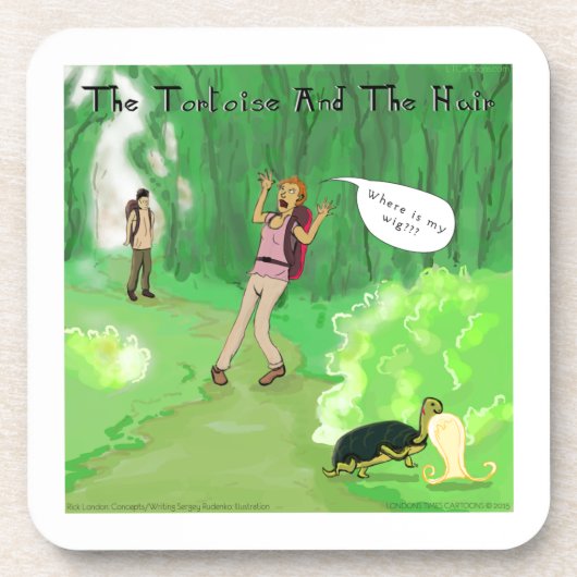 Rick London Turtle and the Wig Hair Funny Bier Onderzetter (Voorkant)