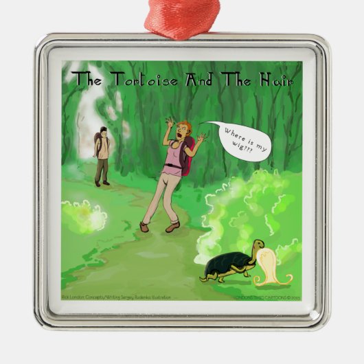 Rick London Turtle and the Wig Hair Funny Metalen Ornament (Voorkant)