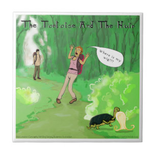 Rick London Turtle and the Wig Hair Funny Tegeltje