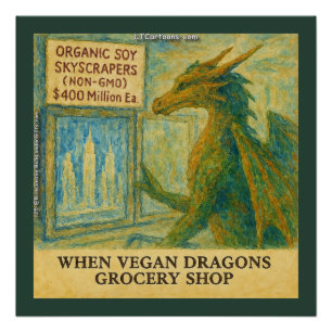 Rick Londons Vegan Draak Boodschappen Doen Grappig Perfect Poster