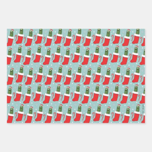 Rick & Morty Christmas Pickle Rick Pattern Inpakpapier Vel (Voorkant 3)