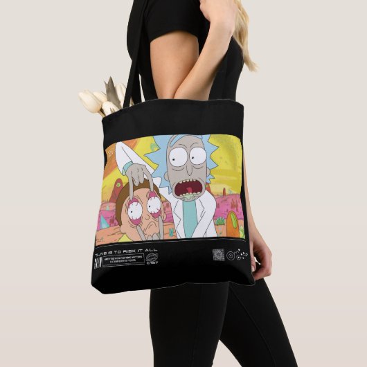 Rick Open Morty's Eyes Quote Graphic Tote Bag (Dichtbij)