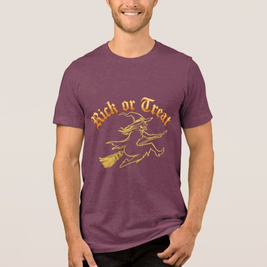 Rick or Treat T-Shirt: Playful New Design Tri-Blend Shirt (Voorkant)