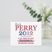 Rick Perry 2012 voor president-postkaart Briefkaart (Staand voorkant)