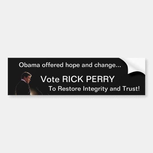 Rick Perry - Integriteit en vertrouwen Bumpersticker (Voorkant)