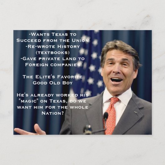Rick Perry voor President!?!?!!!!! Briefkaart (Voorkant)
